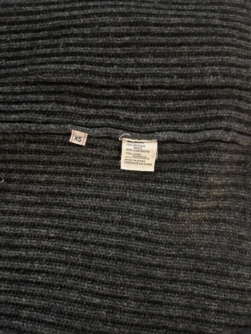 Baldwin XS cashmere/wool cardigan shaker stitch